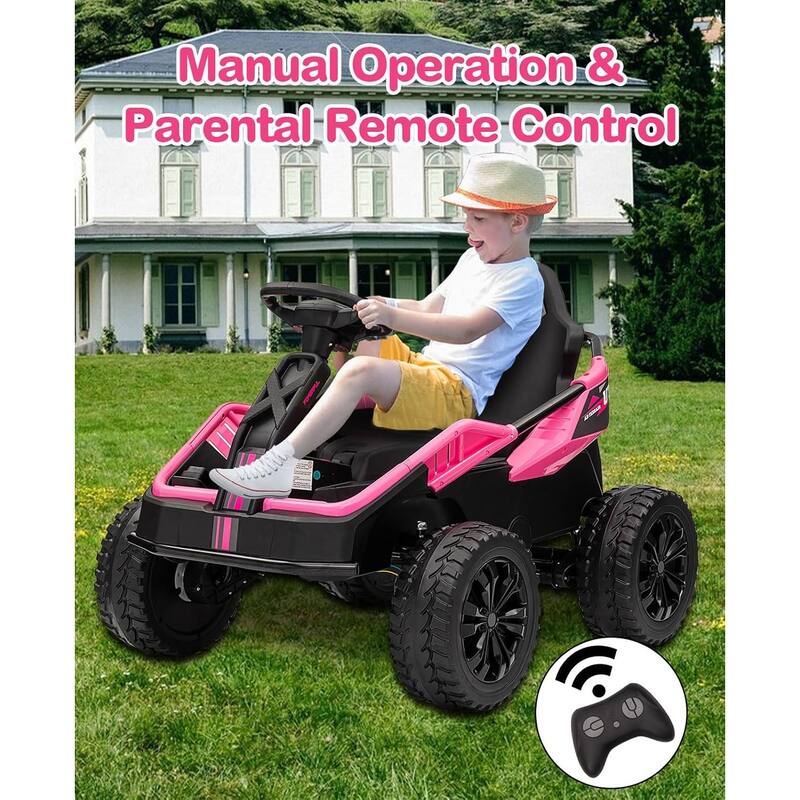 24V Kids Electric Car with Parent Control, 200W 4x4 Ride On Toy for Big Kids,4 Wheeler ATV
