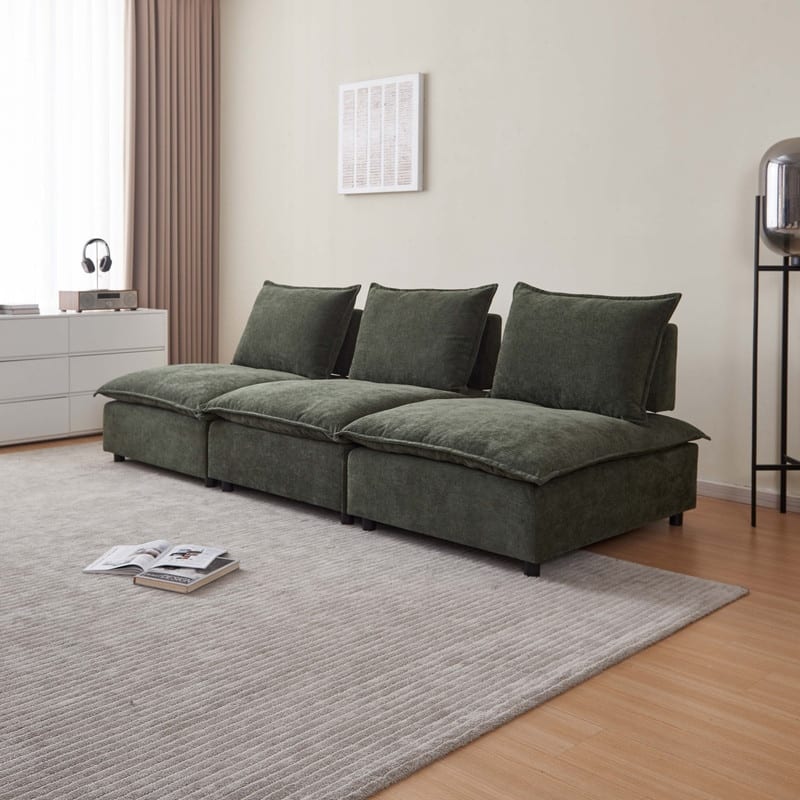Armless Super Soft Chenille Modular Sofa Design (2 & 3 Seater)