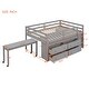 preview thumbnail 13 of 16, Full Size Solid Wood Loft Bed with Retractable Writing Desk and Side Movable Desk, 4 Drawers, Open Shelves