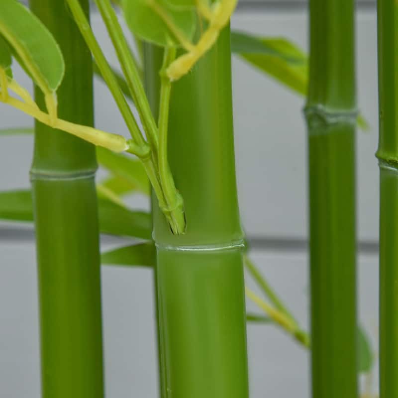 Artificial Bamboo Plant 59 Inch Green Lifelike Indoor Outdoor Decorative Plant with 336 Leaves and Cement Pot - 6.75" x 5.75" H