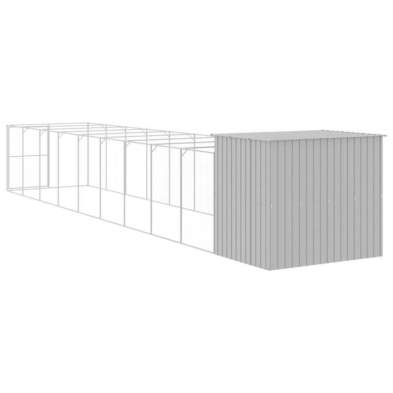 vidaXL Dog House with Run Light Gray/Anthracite multisize Galvanized Steel