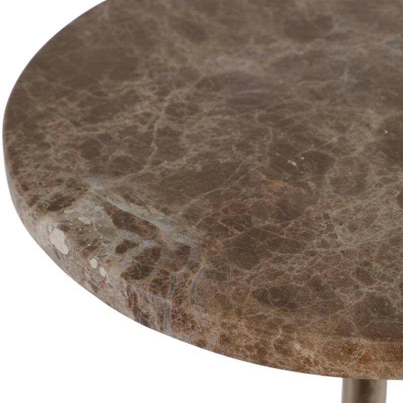 Metal Base Marble Top Modern Glam Accent Table Round Silhouette