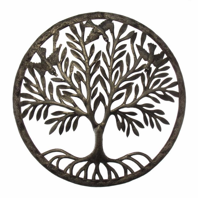 Handmade Tree of Life in Ring Wall Art (Haiti)