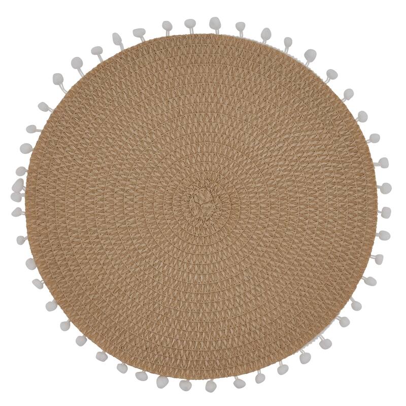 Pom Pom Design Placemats (Set of 4) - Set of 4 - Natural - 15"x15"