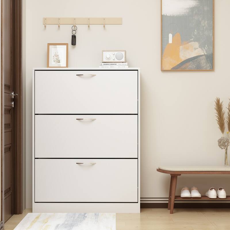 Timechee 31.6"W 18-24 Pair Shoe Storage Cabinet Space Saving