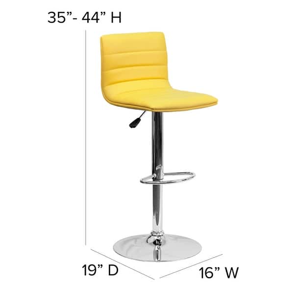 dimension image slide 4 of 9, Modern Vinyl Stitch Back Adjustable Height Barstool - 16"W x 19"D x 35" - 44"H