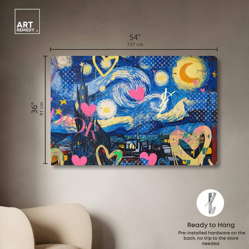 Starry Night Graffiti Canvas by Art Remedy, Gallery Wrapped