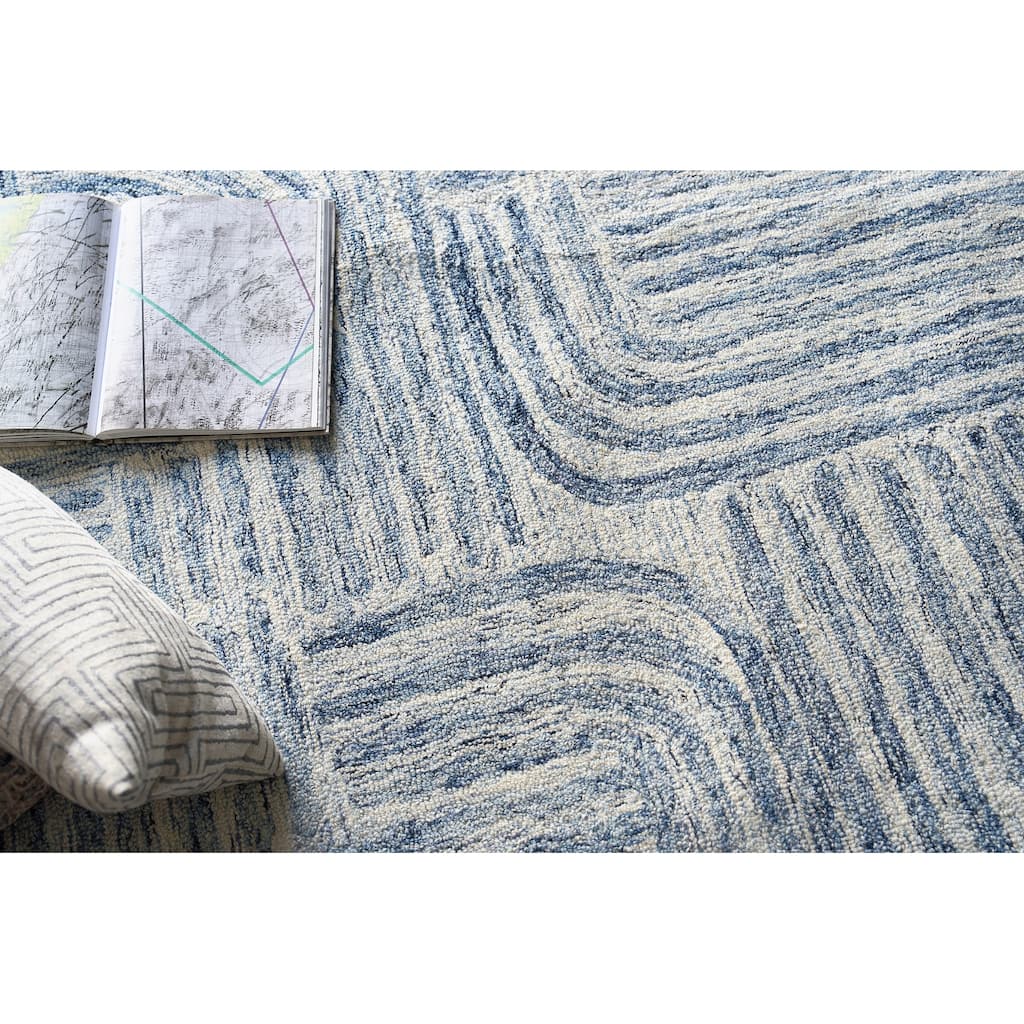 Exquisite Rugs Juno Handmade Hand-tufted New Zealand Wool on Canvas Blue/Ivory Area Rug