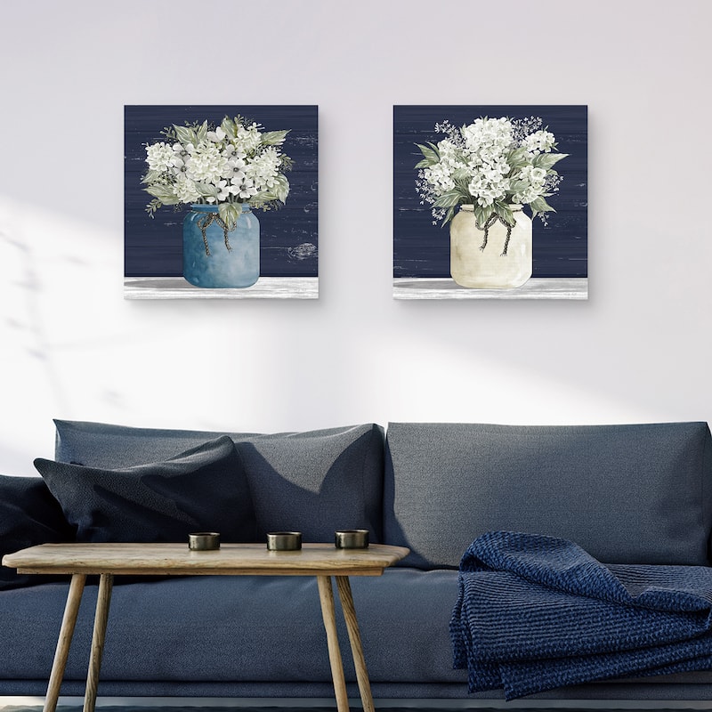 White Flowers I, White Flowers II by Cindy Jacobs Canvas Art Prints