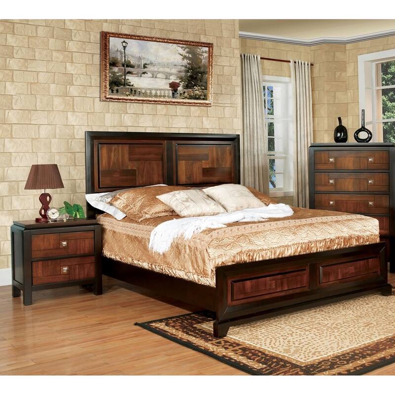 Nightstand with 2 Drawers and Square Chrome Knobs, Coffee Table with Double Deck Top, Sofa Side Table with Wood Legs