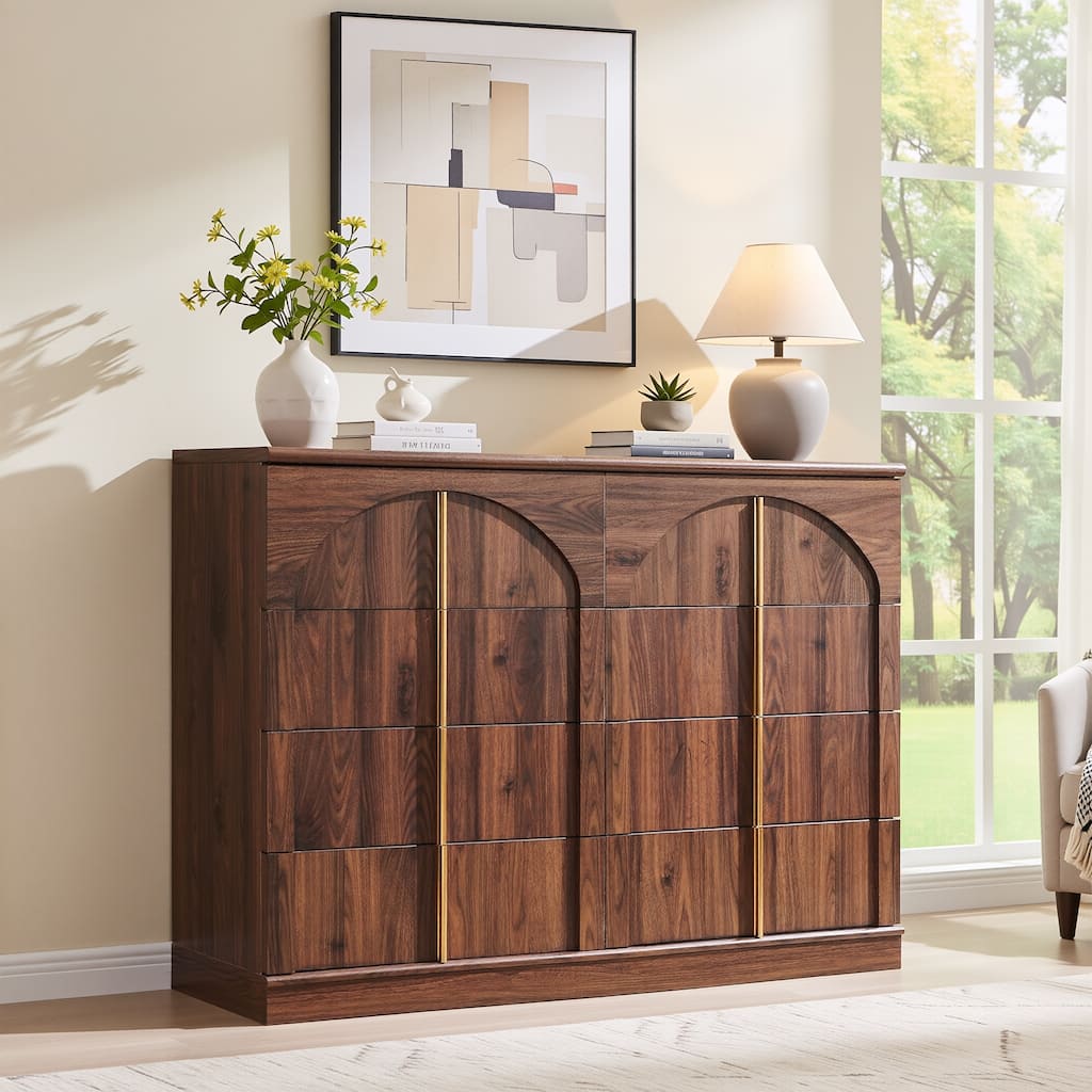Modern Arched 8 Chests Drawer, Large Dressers for Bedroom, Living Room