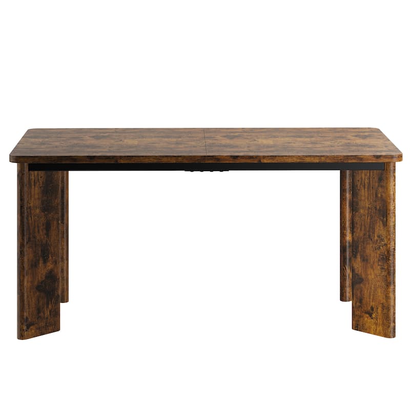 Rectangular Dining Table for 4-8 People, Wood Kitchen Table with Angled Legs and Rounded Corners for Dining Room & Living Room