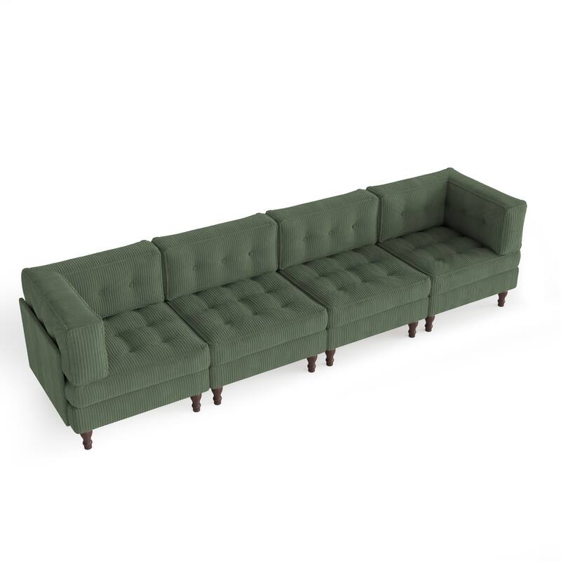 UIXE 4-Piece Corduroy Upholstered Modular Sectional Sofa for Living Room