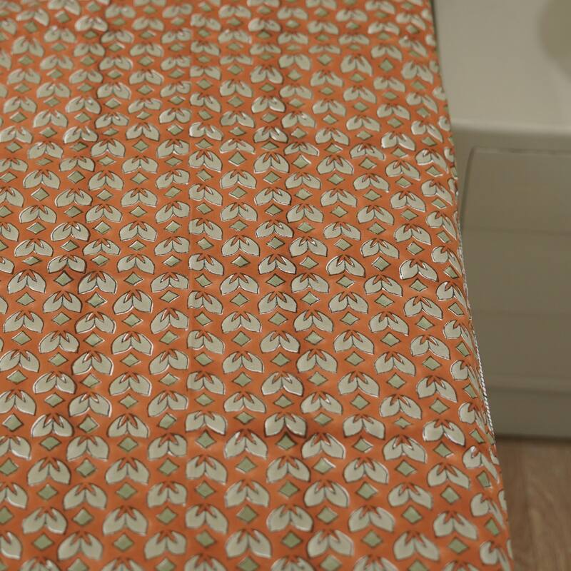 Fabdivine Cotton Hand Block Floral Flat Sheet Bed Room Home Décor Accent Gift