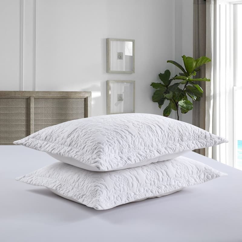 MarCielo 2 PCS Embroidered Pillow Shams Euro Sham