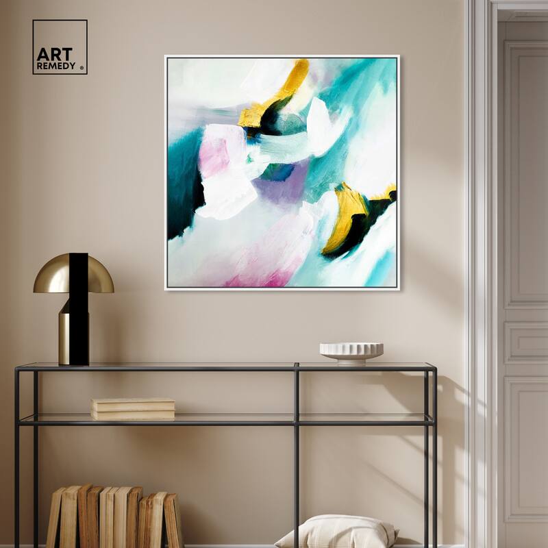 Art Remedy Still Violas Ii Framed Blue Abstract 1 Piece Canvas Wall Art