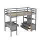 preview thumbnail 19 of 23, Elegant & Multifunctional Design Twin Size Loft Bed with Built-in Desk with 2 Drawers, and Storage Shelves, Space Saving, White