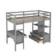 preview thumbnail 6 of 10, Gray Twin Size Pine Loft Bed with Built-in Desk & Drawers