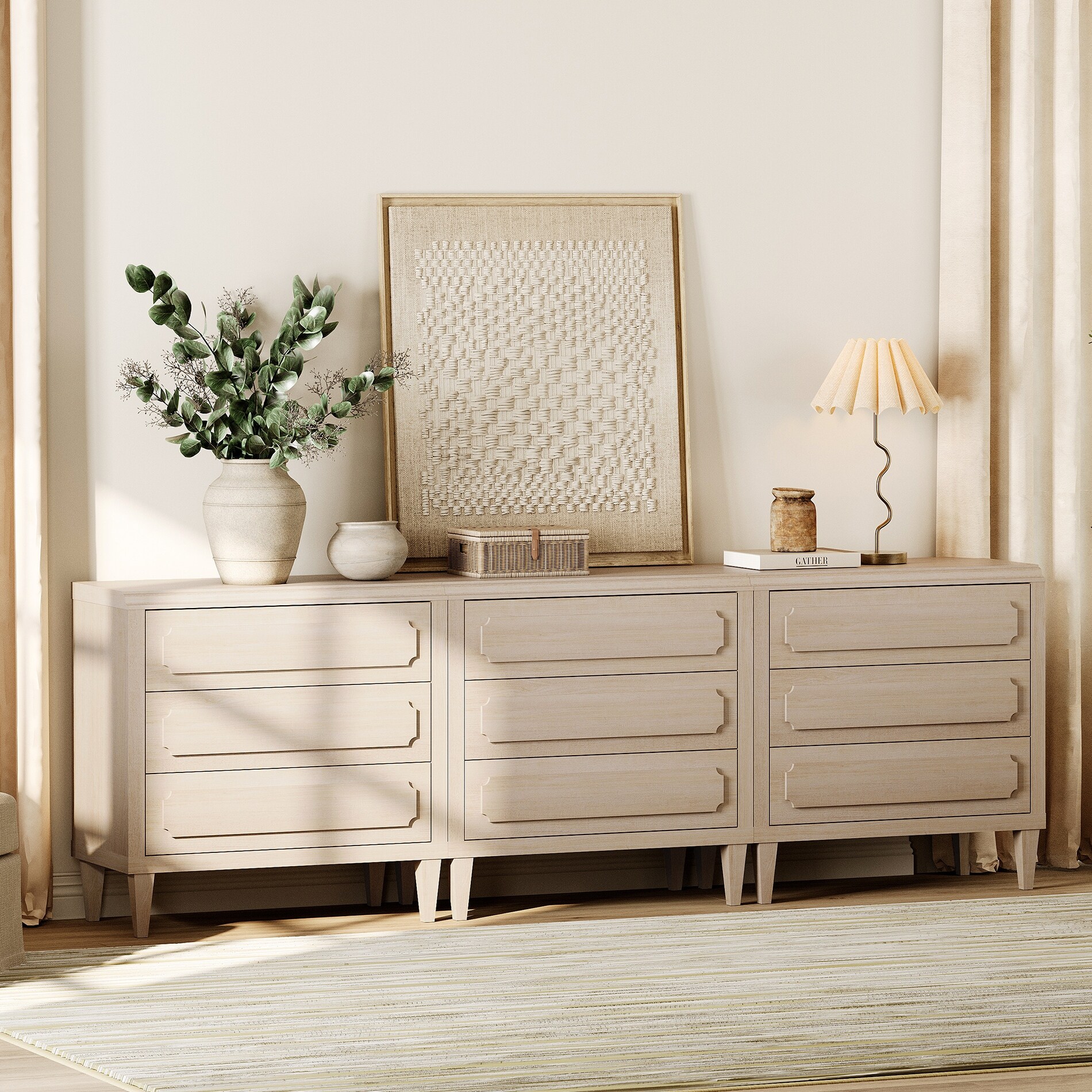 beige wooden dresser WAMPAT 94.5