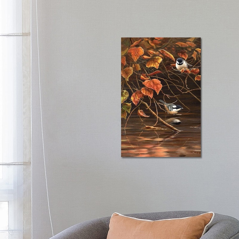 iCanvas "Autumn Leaves - Coal Tit" by Jeremy Paul Canvas Print - 26x18x1.5