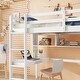 preview thumbnail 4 of 11, White Twin Size Wood Loft Bed with Desk, Shelves, and Guardrail