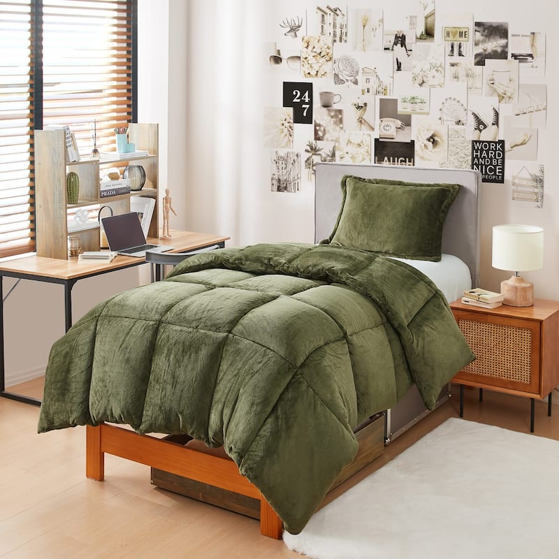 Thicker Than Thick® - Coma Inducer® Oversized Comforter Set - Down Alternative Ultra Plush Filling - Winter Moss - Twin XL
