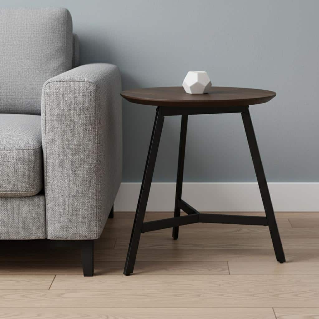 HomeRoots 23" Espresso and Black Solid Wood and Metal Tray Table - 23.00 in. x 22.00 in. x 22.00 in.