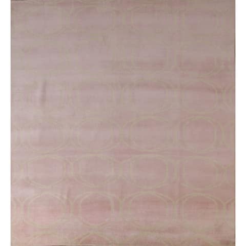 Pink Geometric Gabbeh Indian Area Rug Hand-knotted Wool Carpet - 7'9" x 8'0" Square