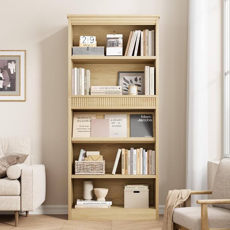 5-Tier Wooden Bookshelf, Sturdy Bookcase Perfect for Living Room, Bedroom - N/A