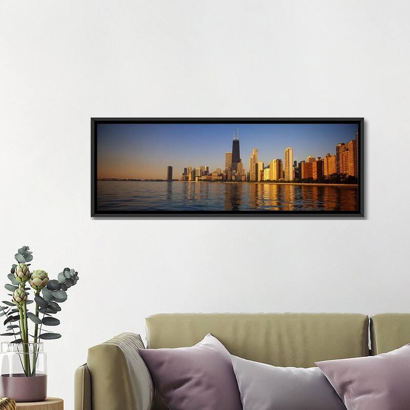 iCanvas "Buildings on the waterfront, Chicago, Illinois, USA" by Panoramic Images Framed Canvas Print