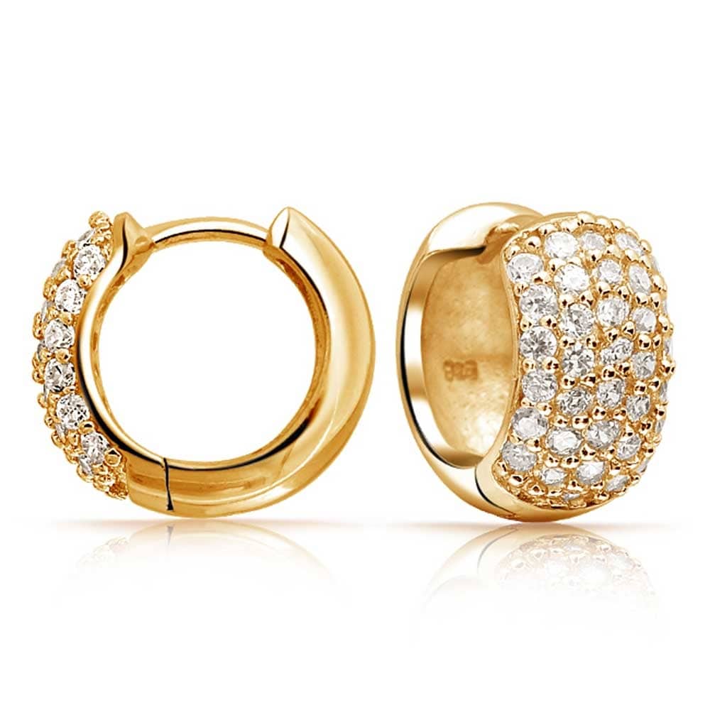 5 Five Row Pave Cubic Zirconia Wide Hoop Earrings For Women 14k Gold Plated 925 Sterling Silver 5 Five Row Pave Cubic Zirconia Wide Hoop Earrings For Women 14k Gold Plated 925 Sterling Silver