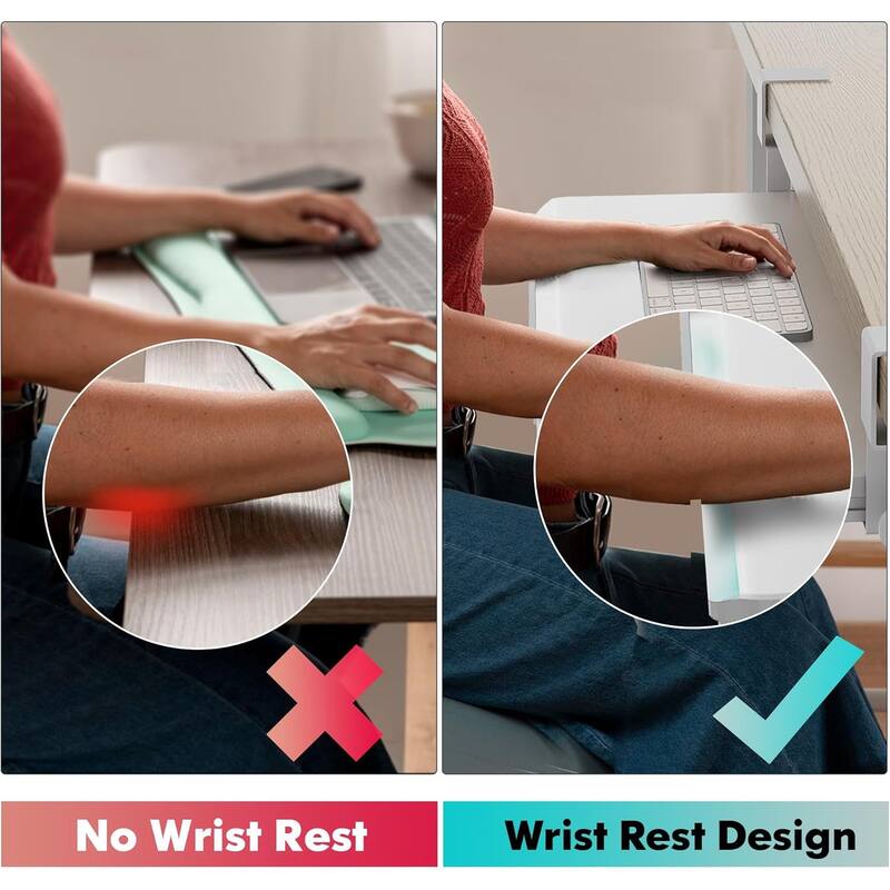 Fenge Keyboard Tray Under Desk, Pull Out Keyboard & Mouse Tray with C Clamp Mount, Sliding Keyboard Holder for Desk
