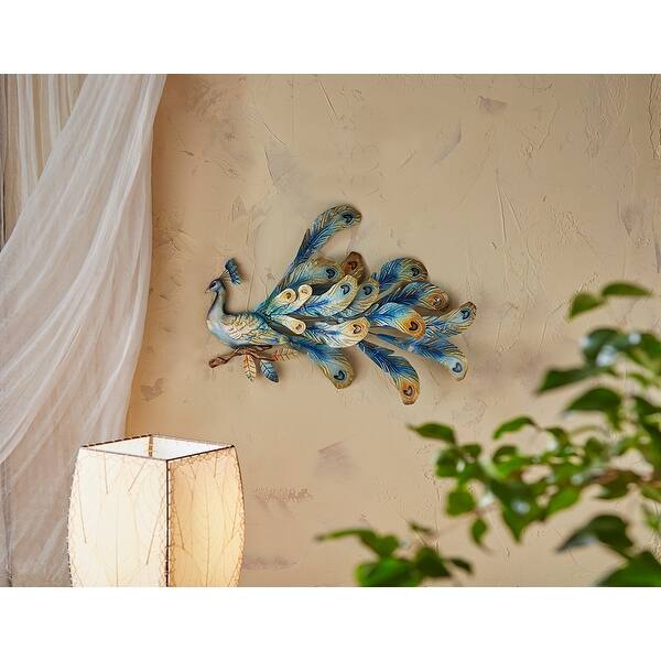 Shop Handmade Peacock Seated Metal Art Overstock 11669033