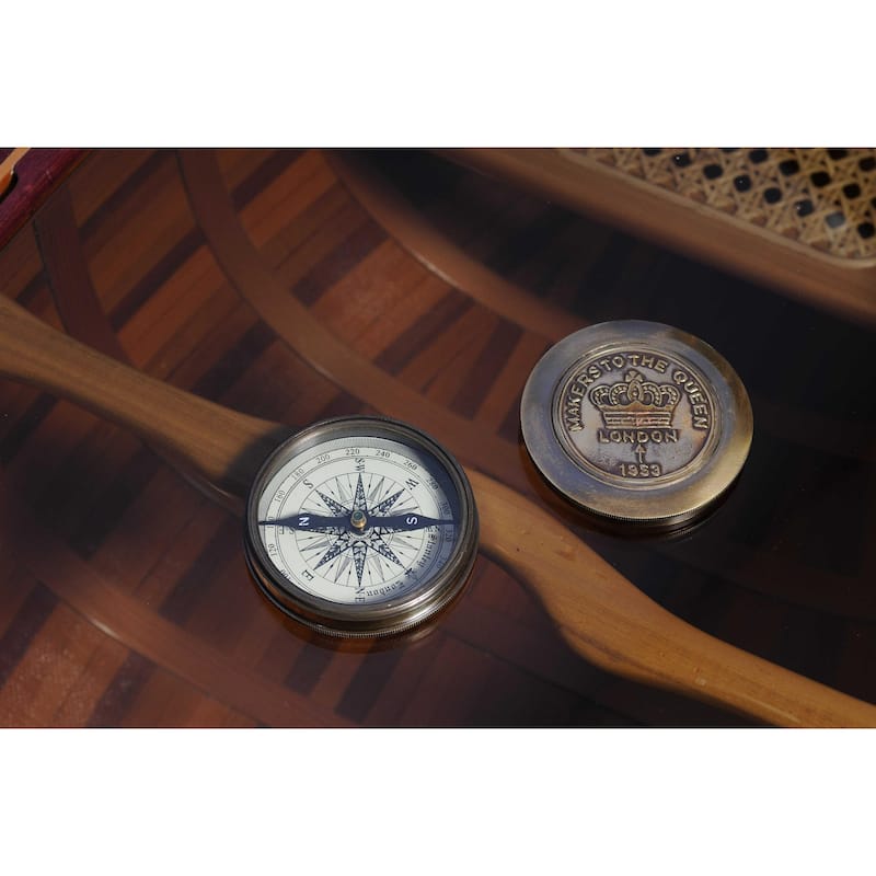 Brass Makers to the Queen Compass with Leather Case