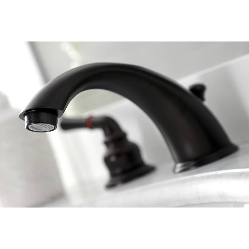 Kingston Brass Magellan Deck Mount Widespread Bathroom Faucet with Brass Pop-Up