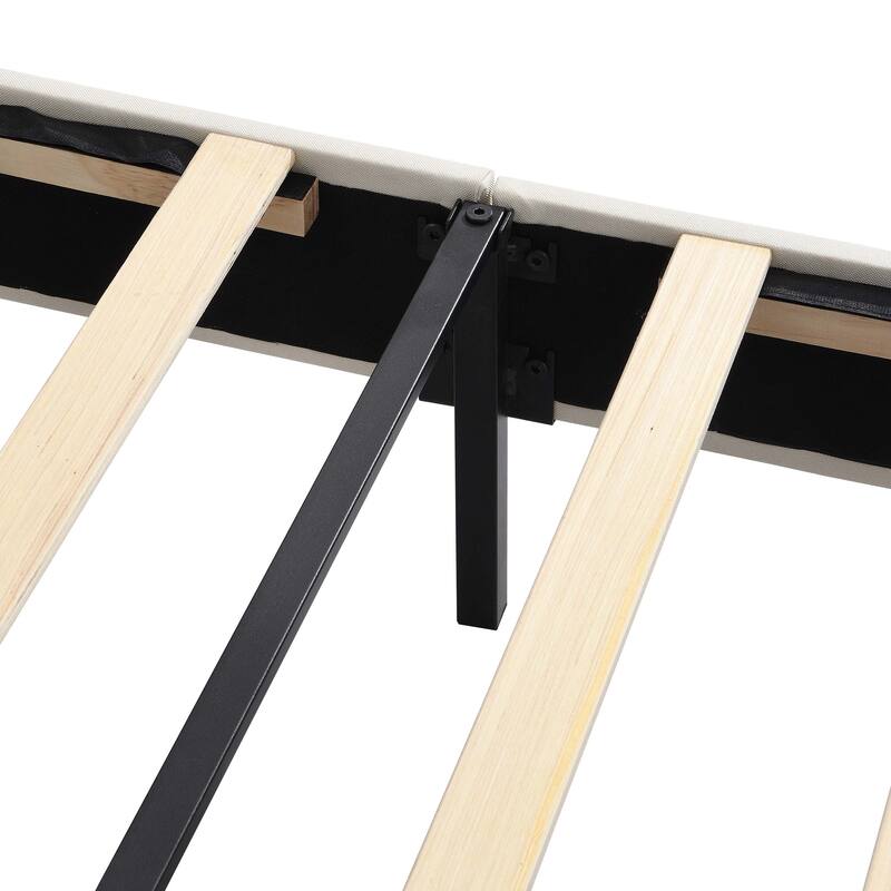 Platform Bed Frame with Fabric Upholstered Headboard