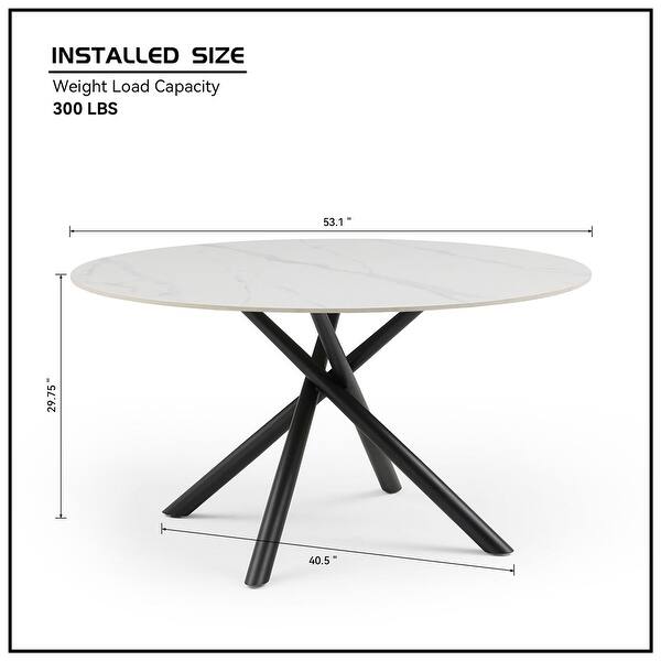 Modern Round Dining Table White Sintered Stone Tabletop - Bed Bath ...