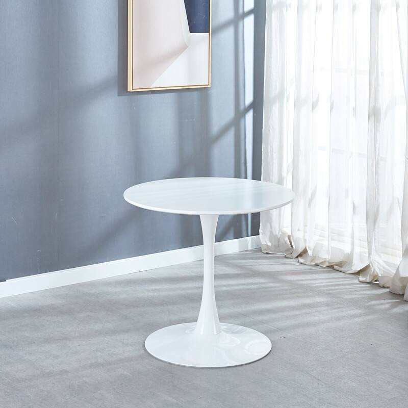 31.5" Tulip Dining Table With Round Table Top and Pedestal for 2-4 People - White