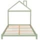preview thumbnail 3 of 8, Green Full Size Wood Platform Bed with House-shaped Headboard for Kids, Boys and Girls