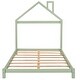 preview thumbnail 3 of 8, Size Wood Platform Bed with House-shaped Headboard , Unique Chimney Design, Durable Pine Wood Construction