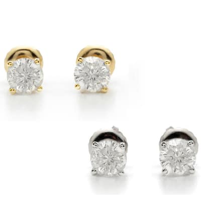 Auriya 18k Gold 1 1/2ctw Round Diamond Stud Earrings Clarity-enhanced (E-F, G-H, H-I or J-K, VS1-VS2, SI1-SI2, I1-I2 or I2-I3)
