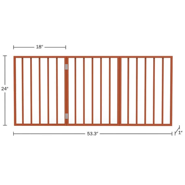 dimension image slide 1 of 5, 3-Panel Indoor Foldable Dog Gate - 54x24-Inch Wood Freestanding Pet Fence