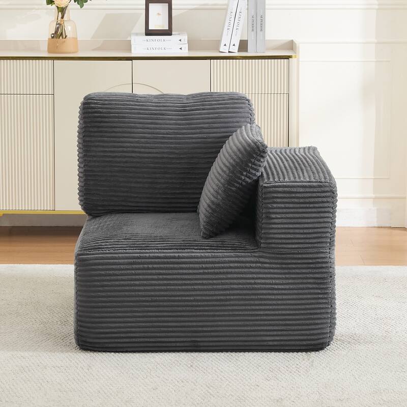 Convertible Corduroy Modular Sectional Sofa No Assembly Required