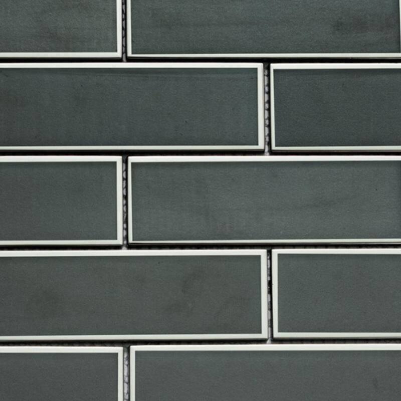 The Tile Life Athena 2x6 Black/ Silver Matte Glass Subway Mosaic Backsplash & Wall Tile