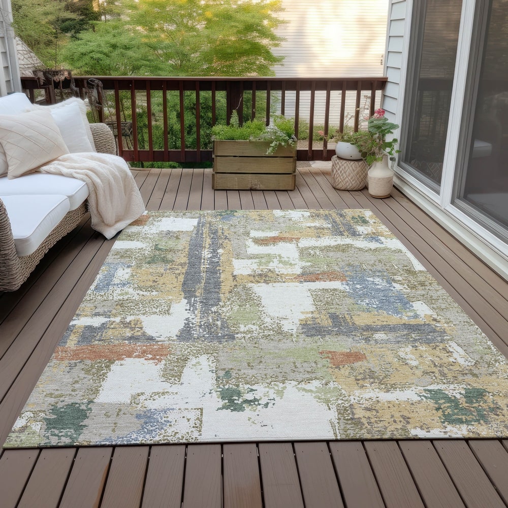 Machine Washable Indoor/Outdoor Casual Contemporary Chantille Rug