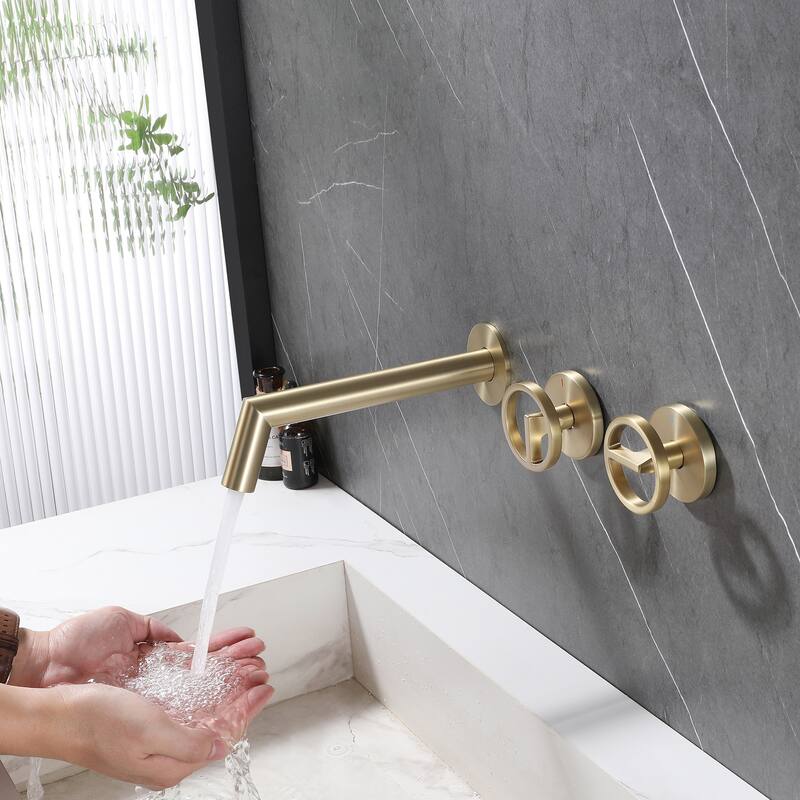 Solid Brass Single Handle Or Double Handle Wall Mounted Bathroom Faucet