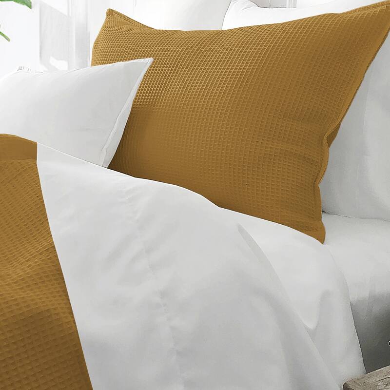 Classic Waffle Mustard Coverlet and Pillow Sham(s) Set