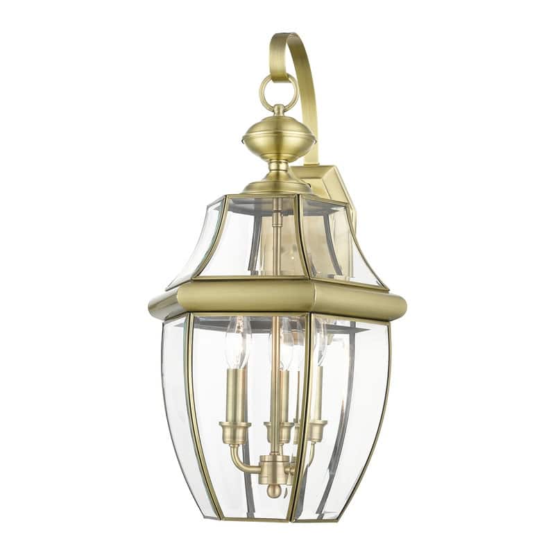 Livex Lighting 3-light Antique Brass Outdoor Wall Lantern, 2351-01 - 12.5" Dia x 22.5" H x 11.75" Ext.
