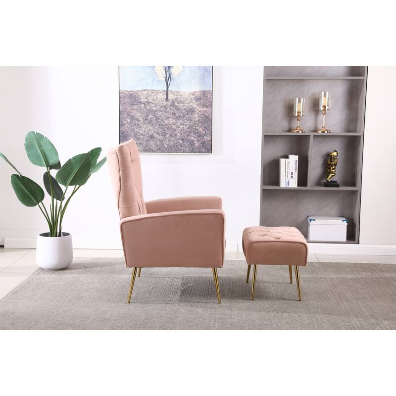 31.5" Velvet Button Tufted Arm Chair