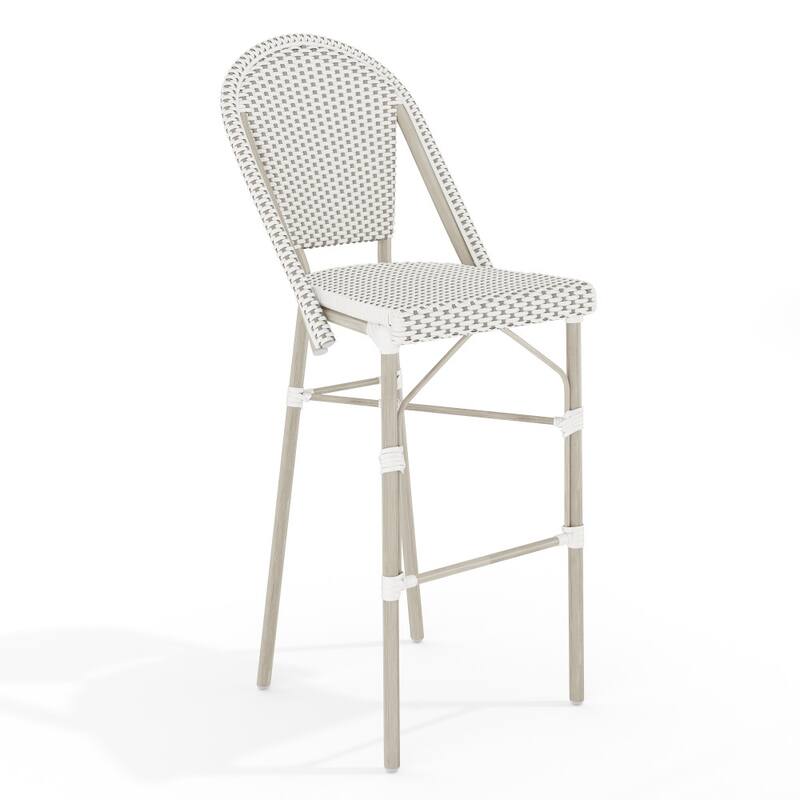 Martha Stewart All-Weather Stackable Patio Bistro Bar Stool - 18.5"W x 23.25"D x 45.75"H - Gray & White/Gray Frame